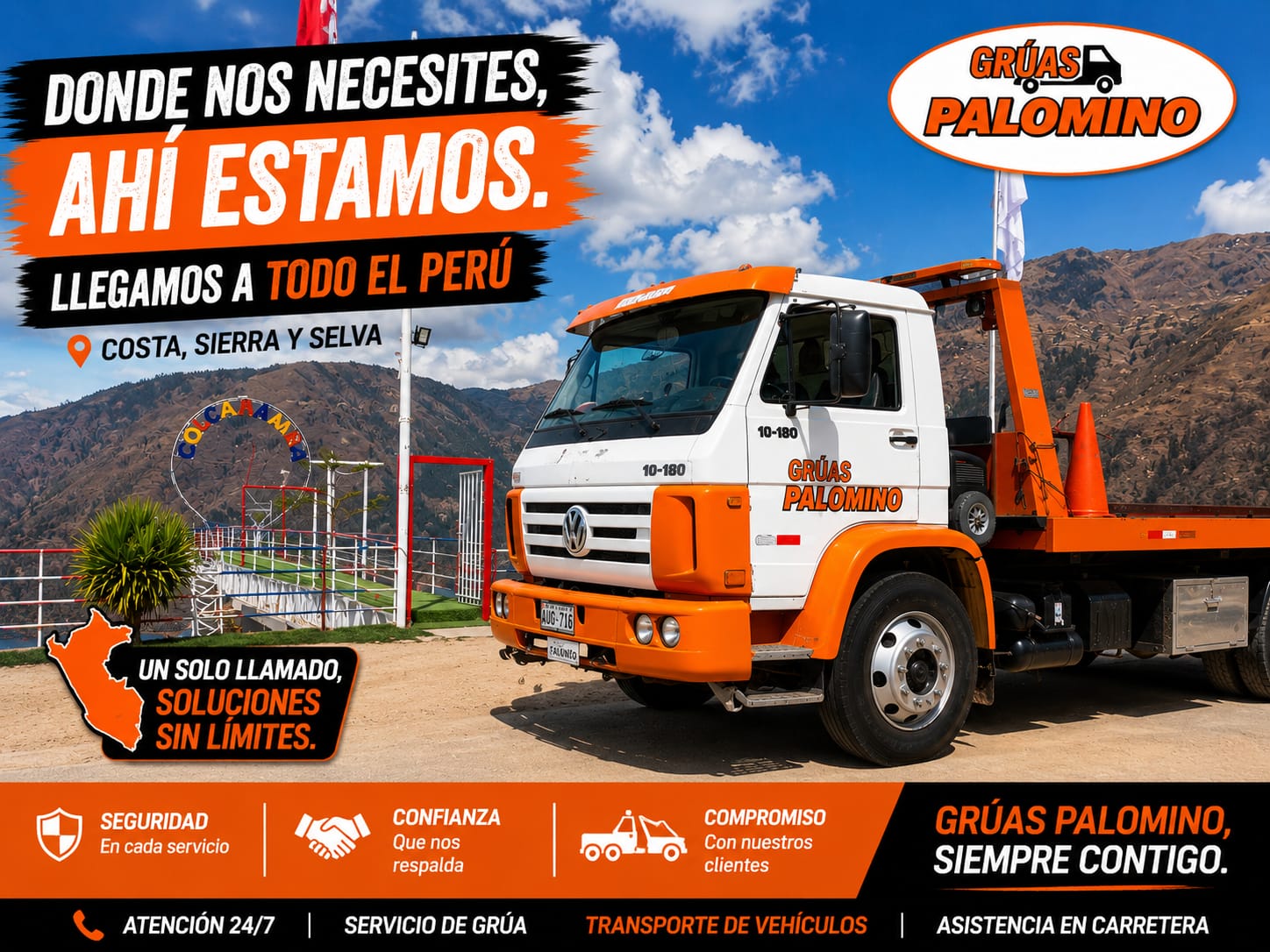 Grúa Palomino en servicio de carretera