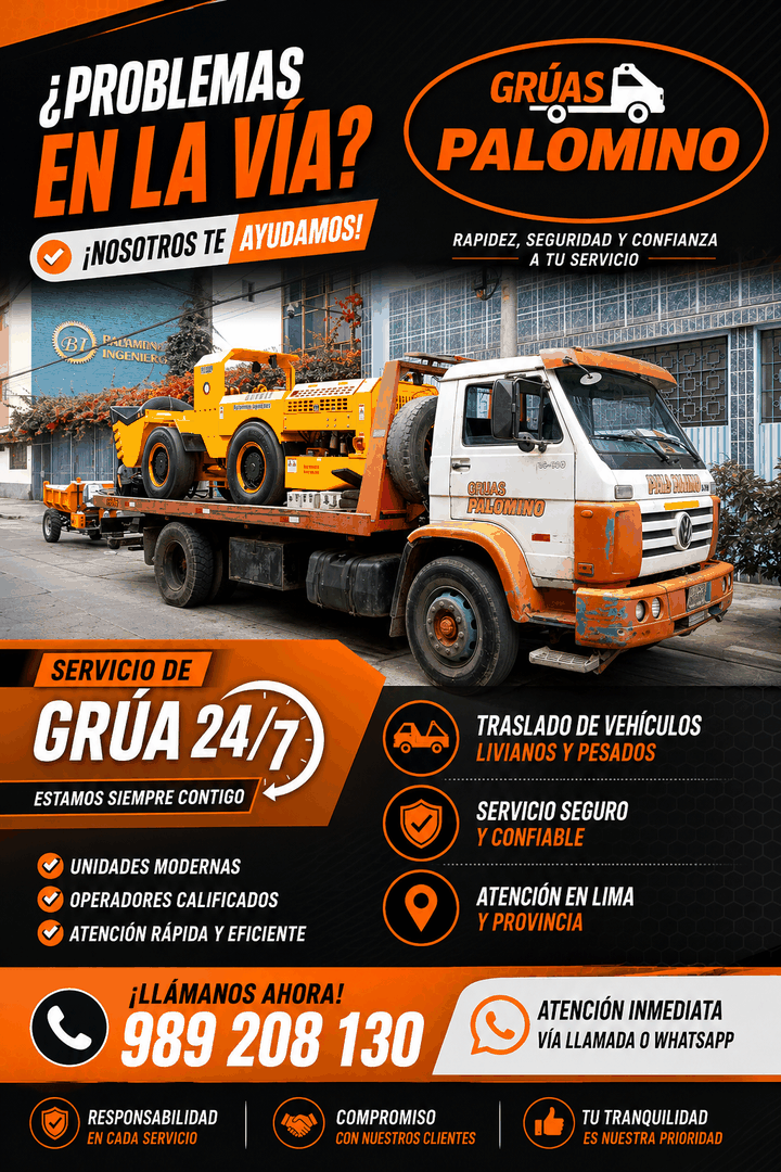 Grúa Palomino trasladando maquinaria